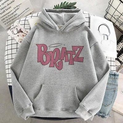 Bratz Letter Printed Plus Size με κουκούλα ανδρικό γυναικείο φούτερ με κουκούλα Hip hop μακρυμάνικο Streetwear Unisex Άνετα μπλουζάκια