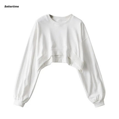 Sieviešu garās piedurknes, apgriezti apgriezti, džemperi, džemperi, brīvi džemperi