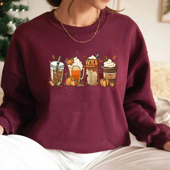 Φθινοπωρινό φούτερ για καφέ Χαριτωμένο φούτερ με κουκούλα του φθινοπώρου των Ευχαριστιών Φούτερ Απόκριες με κουκούλες Γυναικεία ρούχα Μπλουζάκια για λάτρεις του καφέ