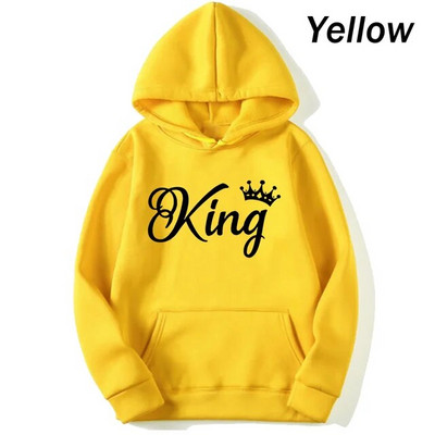 Madingi Vyriški Moteriški megztiniai ilgomis rankovėmis megztiniai su gobtuvu Unisex karališkosios ir karalienės spaudos gobtuvai Laisvalaikio gatvės apranga Poros prakaitas