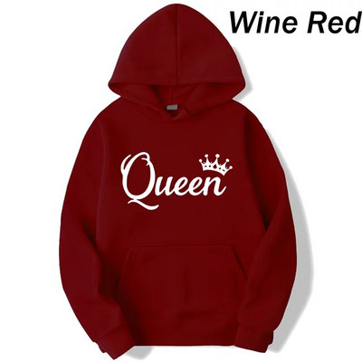 Madingi Vyriški Moteriški megztiniai ilgomis rankovėmis megztiniai su gobtuvu Unisex karališkosios ir karalienės spaudos gobtuvai Laisvalaikio gatvės apranga Poros prakaitas