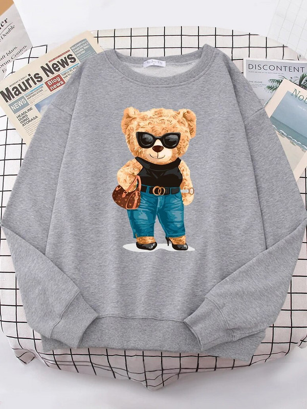 Divatos Teddy Bear Rich kapucnis női Street puha vállba ereszkedő pulóver Polár meleg kapucnis hip hop Fit kényelmes pulóverek