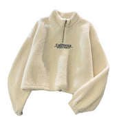 Kašmira īsas, augstas apkakles kapuces sievietēm, biezas, vaļīgas korejiešu rudens mētelis ar rāvējslēdzēju. Izšūt Kalifornijas burtu sieviešu sporta krekls