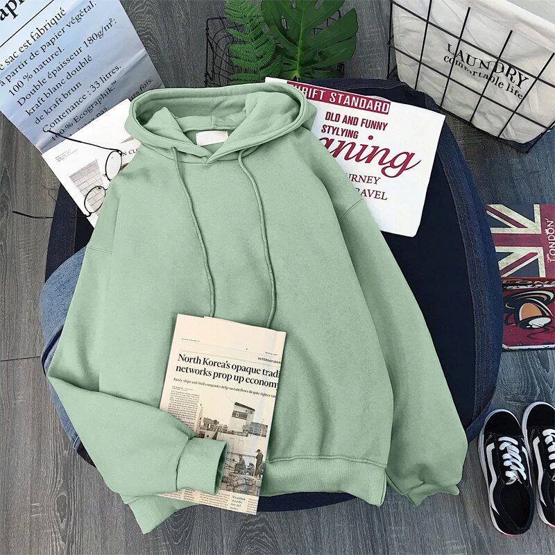 ZuoLunOuBa Őszi téli női alkalmi egyszínű kapucnis pulóver Polár hosszú ujjú pulóver bézs bő felsők Női kabát