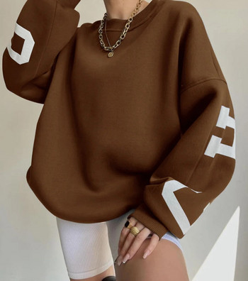 Puloru Oversized πουλόβερ μπλούζες για γυναίκες Φθινοπωρινά χειμερινά casual streetwear γράμματα στάμπες Μακρυμάνικα φούτερ Φαρδιά μπλουζάκια