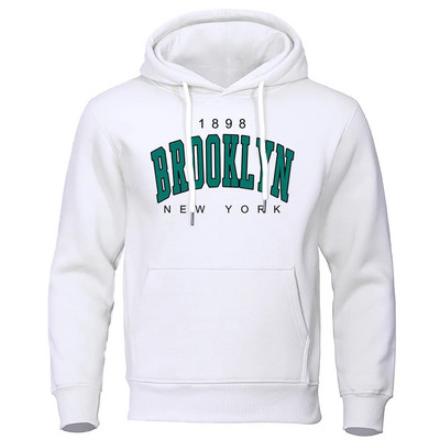 1898. g. Brooklyn New York Printed Mens Hoody Creativity Crewneck Apģērbi Modes Lielizmēra džemperis Fashio Crewneck Hoodie Vīriešu