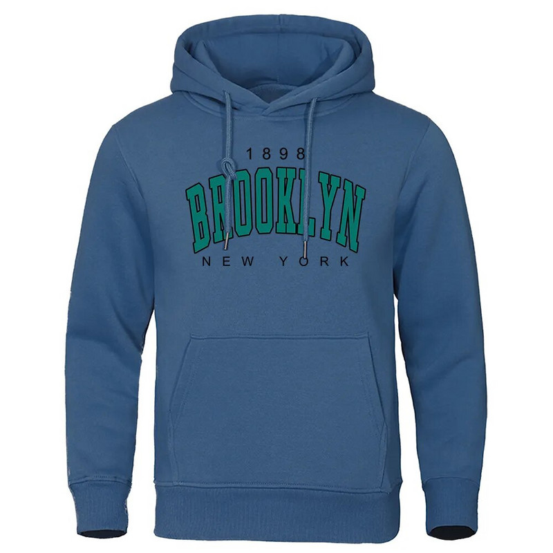 1898. g. Brooklyn New York Printed Mens Hoody Creativity Crewneck Apģērbi Modes Lielizmēra džemperis Fashio Crewneck Hoodie Vīriešu