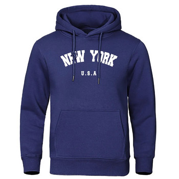 NEW YORK Letter USA City Print Hoody Мъжки моден ежедневен пуловер с дълги ръкави и качулка Уличен суичър