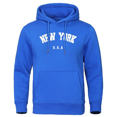 NEW YORK Letter USA City Print Hoody Muška modna ležerna majica s kapuljačom dugih rukava i kapuljačom, labava prevelika majica s kapuljačom, ulična majica s kapuljačom