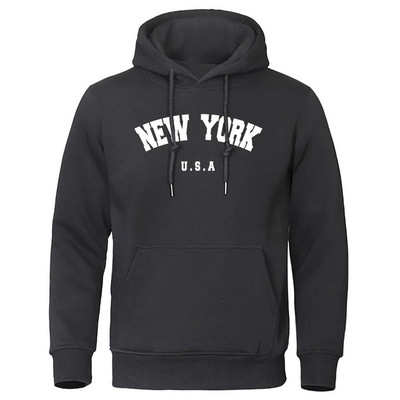 NEW YORK Letter USA City Print Hoody Muška modna ležerna majica s kapuljačom dugih rukava i kapuljačom, labava prevelika majica s kapuljačom, ulična majica s kapuljačom