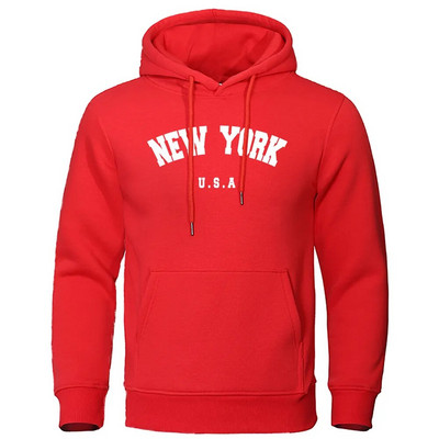 NEW YORK Letter USA City Print Hoody Muška modna ležerna majica s kapuljačom dugih rukava i kapuljačom, labava prevelika majica s kapuljačom, ulična majica s kapuljačom