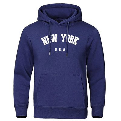 NEW YORK Letter USA City Print Hoody Muška modna ležerna majica s kapuljačom dugih rukava i kapuljačom, labava prevelika majica s kapuljačom, ulična majica s kapuljačom