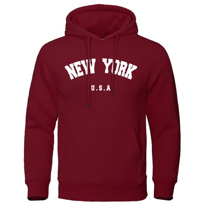 NEW YORK Letter USA City Print Hoody Muška modna ležerna majica s kapuljačom dugih rukava i kapuljačom, labava prevelika majica s kapuljačom, ulična majica s kapuljačom