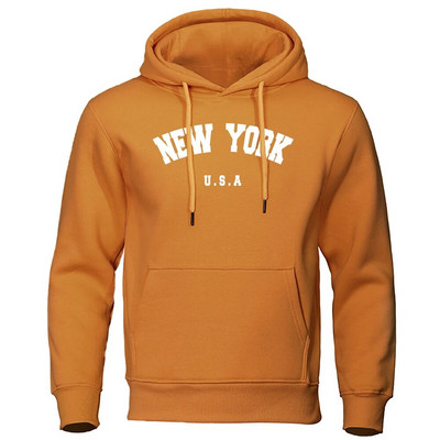 NEW YORK Letter USA City Print Hoody Muška modna ležerna majica s kapuljačom dugih rukava i kapuljačom, labava prevelika majica s kapuljačom, ulična majica s kapuljačom