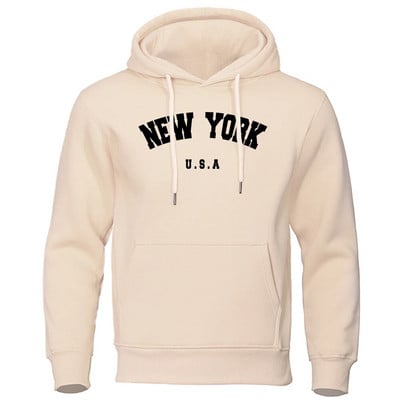 NEW YORK Letter USA City Print Hoody Muška modna ležerna majica s kapuljačom dugih rukava i kapuljačom, labava prevelika majica s kapuljačom, ulična majica s kapuljačom