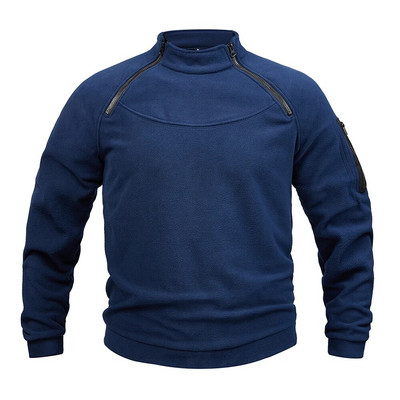 Vyriški gatvės drabužiai kariški megztiniai, vilnoniai, žieminiai megztiniai su užtrauktuku, madingi vyriški vienspalviai laisvi avinėlio stora striukė Vyriški drabužiai