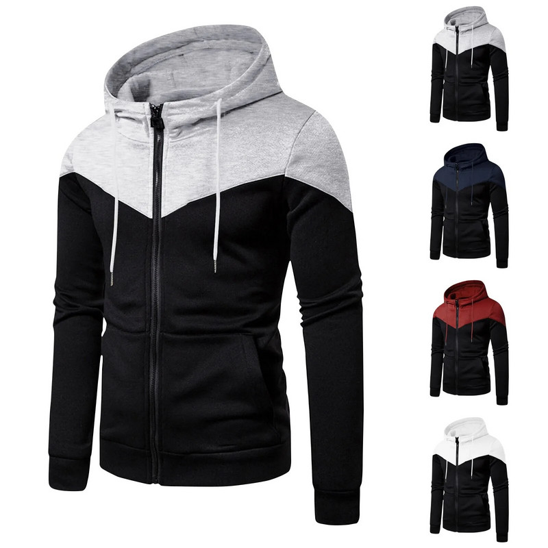 2023 vadonatúj férfi pulóverek pulóverek cipzáras kapucnis dzseki férfi pulóver kapucnis Kontraszt színű kapucnis pulóver férfiaknak