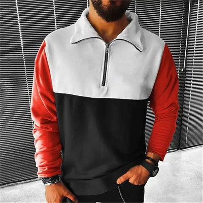 Retro vīriešu kapuces ar džemperi Ikdienas džemperis ar garām piedurknēm 3d modes kapuces Retro modes lielizmēra kapuci ar rāvējslēdzēju vīriešiem Topi