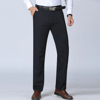 Летни тънки есенни дебели 100% памучни прави панталони Мъжки широки панталони Бизнес едноцветно сиво каки Ежедневни маркови дрехи