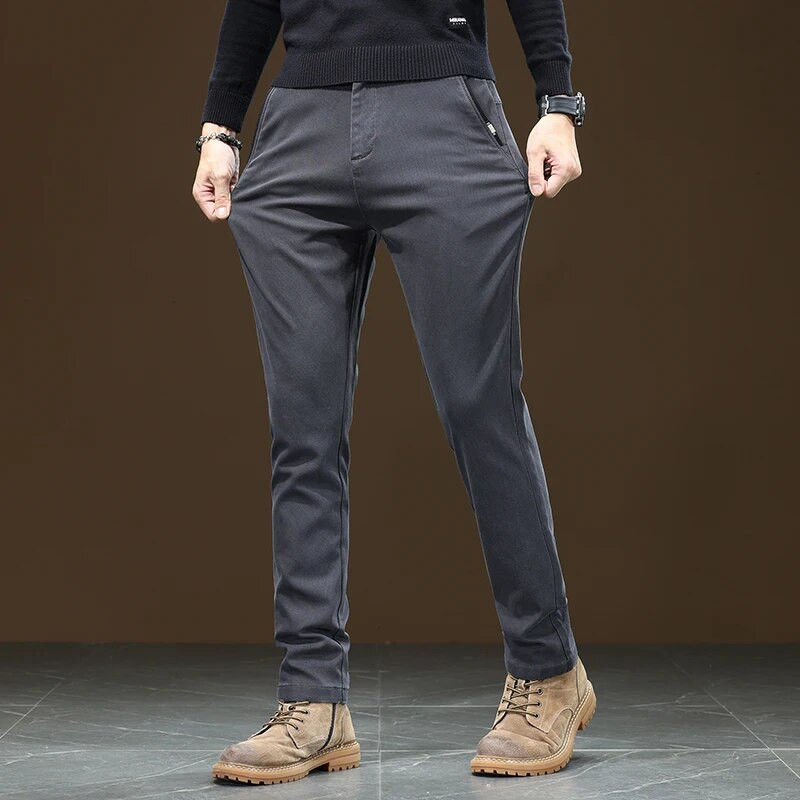 2023 m. rudenį / žiemą populiarios laisvalaikio kelnės Vyriškos minkštos ir patogios universalios, plonos tiesios kelnės, elastinės kelnės