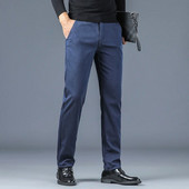 Rudens un ziemas jaunas vīriešu bikses tendences Daudzpusīgas, atvieglinātas biezas bikses Vīriešu brīvas, taisnas caurules korejiešu biznesa ikdienas bikses