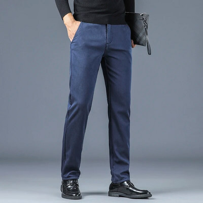 Rudens un ziemas jaunas vīriešu bikses tendences Daudzpusīgas, atvieglinātas biezas bikses Vīriešu brīvas, taisnas caurules korejiešu biznesa ikdienas bikses