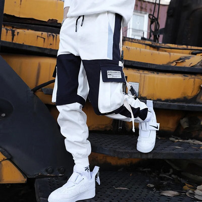 Joggers Cargo Kelnės vyrams Laisvalaikio Hip Hop Hit Color Pocket Vyriškos Kelnės Sportinės Gatvės Aprangos Juostelės Techwear Kelnės