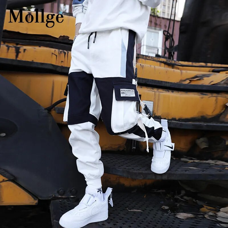 Joggers Cargo Kelnės vyrams Laisvalaikio Hip Hop Hit Color Pocket Vyriškos Kelnės Sportinės Gatvės Aprangos Juostelės Techwear Kelnės