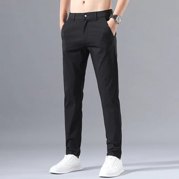 2023 г. Нови мъжки панталони Slim Fit Ice Silk Chinos и каки, модерни пролетни и летни еластични ежедневни панталони от висок клас