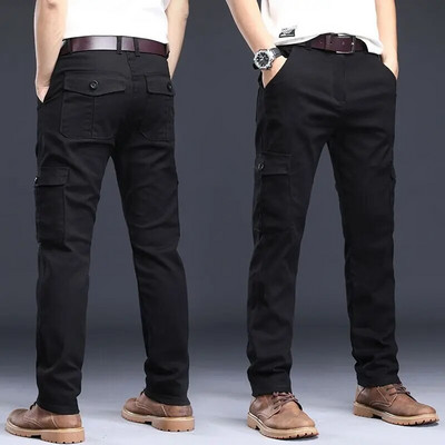 Vīriešu pavasara rudens modes ikdienas kravas garās bikses vīriešu elastīgās formālas vīriešu kokvilnas militārās kombinezonas bikses liela izmēra 28-40