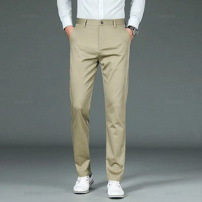 Aukštos kokybės prabangus tiesus verslo kostiumas kelnės vyriškos bambuko pluošto dizainerio rudens žiemos elegantiškos laisvalaikio ilgos oficialios kelnės vyriškos