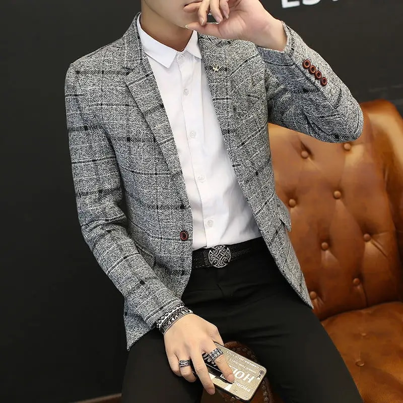 Vyriški kostiumai Blazeriai Striukės Nauji pavasario rudens languoti laisvalaikio kostiumai Striukės Paltai Verslo formali apranga Vyriški Slim Fit Blazeriai Dydis 5XL