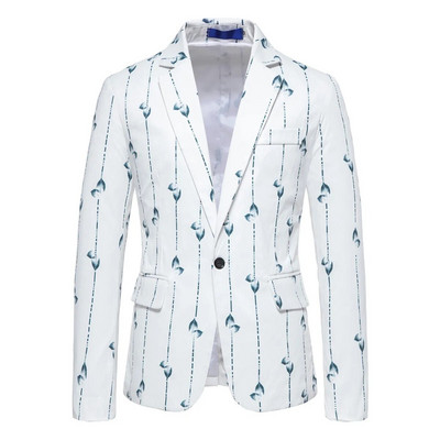 9 krāsas! Jauns vīriešu modes apdrukāts bleizeris biznesa ikdienas klasisks vienas pogas bleizeris Eiropas izmēra vīriešu žakete