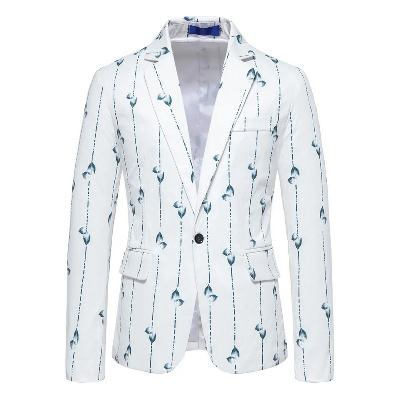 9 krāsas! Jauns vīriešu modes apdrukāts bleizeris biznesa ikdienas klasisks vienas pogas bleizeris Eiropas izmēra vīriešu žakete