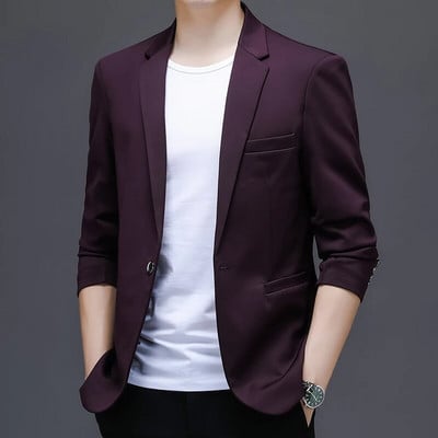 Naujas klasikinis vienspalvis švarkas, vyriškas korėjietiškos versijos kostiumo striukė, laisvalaikio lieknas Jaqueta Masculina vyriškas drabužis J693