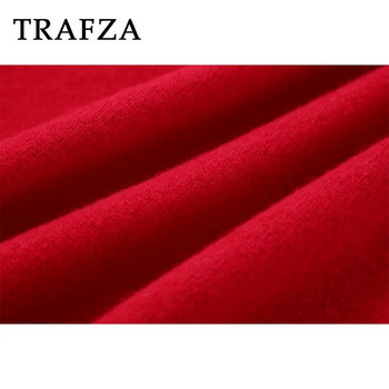 TRAFZA 2023 Есен Зима Женски офис дамски плетен костюм Моден ежедневен плътен двуреден пуловер Блейзър + Мини права пола