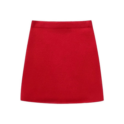 TRAFZA 2023. gada rudens ziemas sieviešu biroja sieviešu trikotāžas uzvalks, ikdienišķs, vienkrāsains, divrindu džemperis + mazi taisni svārki