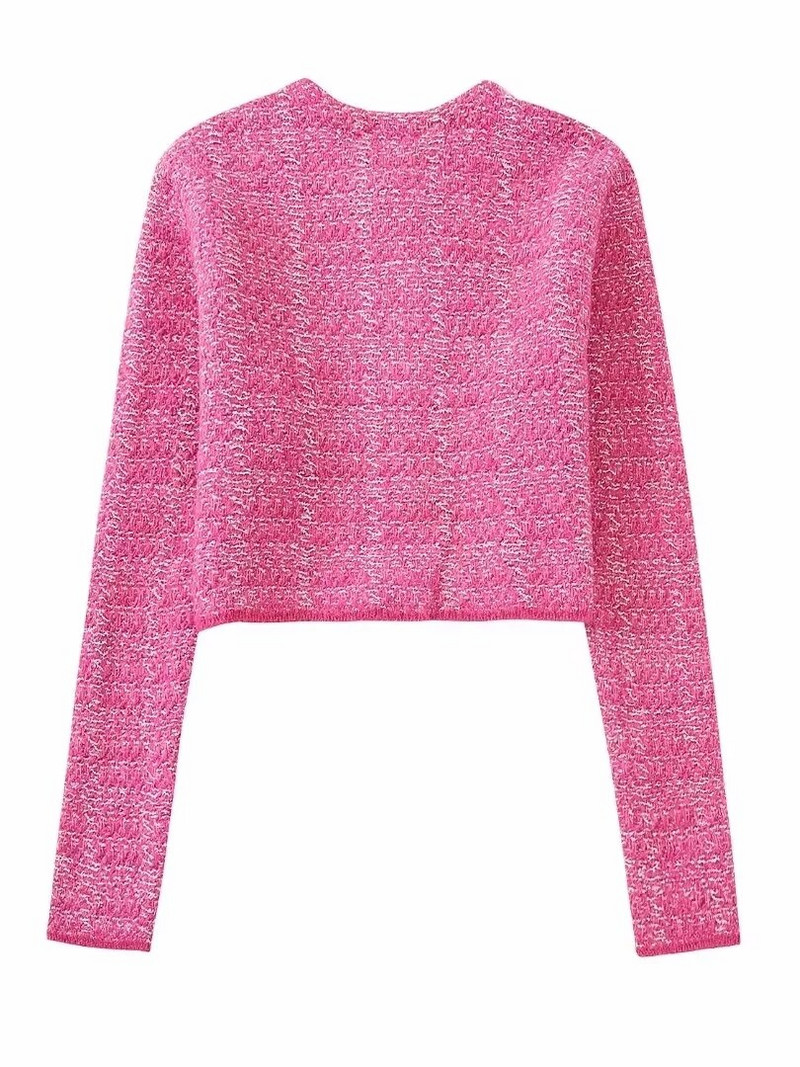 Sieviešu modes rozā tvīda trikotāžas ar pilnām piedurknēm apgrieztām virsdrēbēm A-līnijas svārki ar augstu vidukli, 2022. gada jauni biroja dāmu divu gabalu komplekti