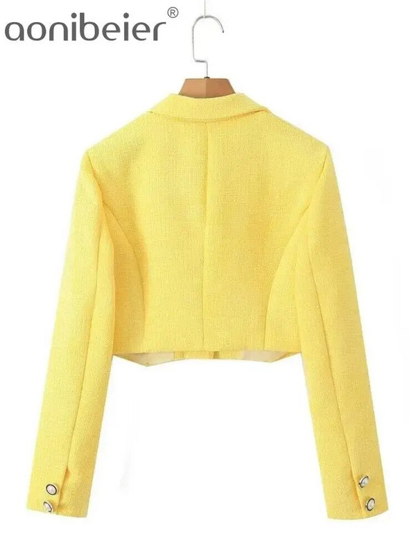 Aonibeier eleganta biroja tvīda jaka mini svārki, kostīmi Traf 2023. gada ziemas pogas ar garām piedurknēm, sieviešu žakete Sieviešu Crop Top komplekti