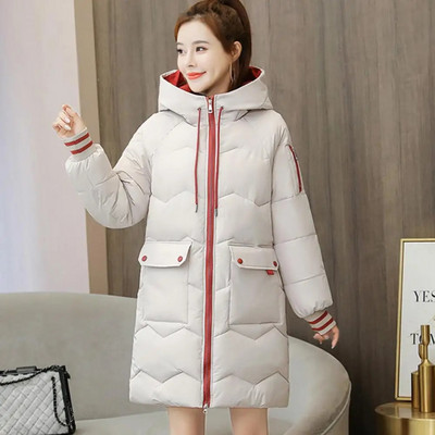 Γυναικείο χειμωνιάτικο μπουφάν με επένδυση 2023 Νέο γυναικείο ζεστό χοντρό βαμβακερό παλτό Κορεατικό φαρδύ γυναικείο κουκούλα πάρκα χειμωνιάτικο μπουφάν