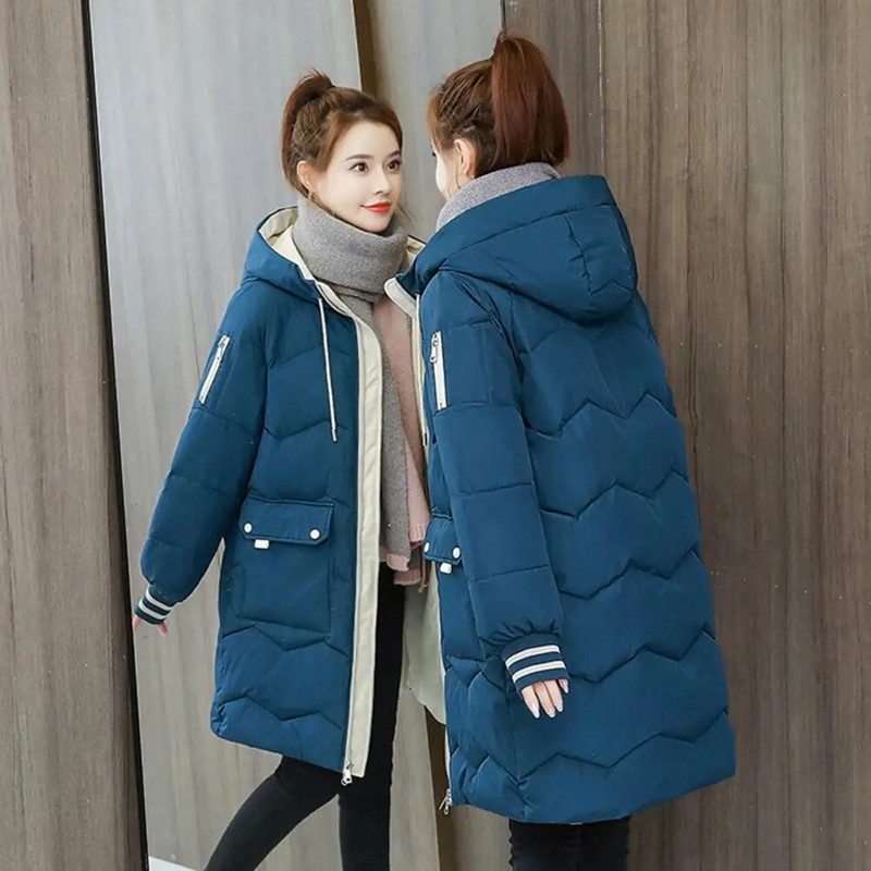 Γυναικείο χειμωνιάτικο μπουφάν με επένδυση 2023 Νέο γυναικείο ζεστό χοντρό βαμβακερό παλτό Κορεατικό φαρδύ γυναικείο κουκούλα πάρκα χειμωνιάτικο μπουφάν