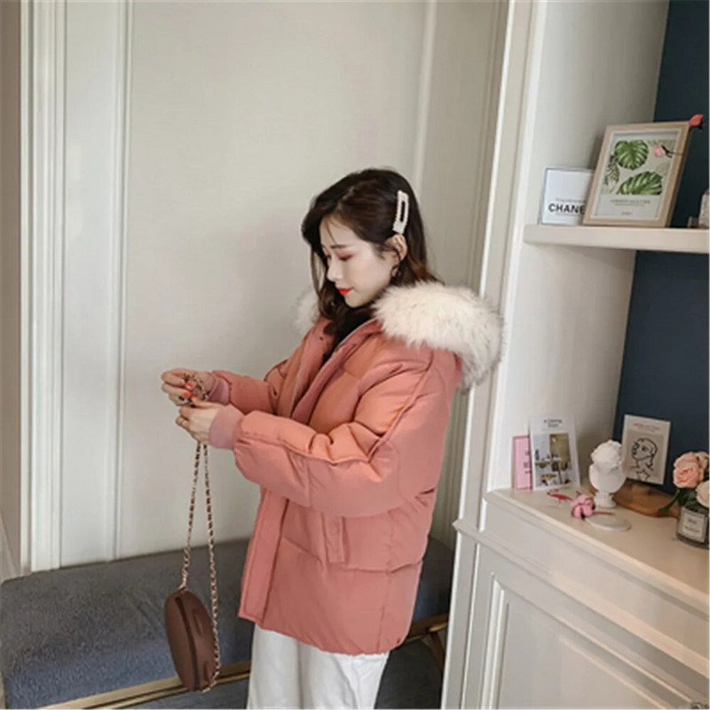 2023 New Parkas Sieviešu jakas Ziemas jaka Sieviešu mākslīgās kažokādas apkakle ar kapuci, bieza, silta, brīva kokvilnas mēteļi sniega virsdrēbes