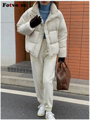 Fotvotee ziemas jaka sievietēm, 2023. gada stingra apkakle, biezi silti mēteļi, retro stila ielas apģērbi, lielizmēra virsdrēbes, neformālas, elegantas parkas