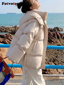 Fotvotee Ziemas jaka Sieviešu Parkas 2023 Korejiešu modes puffer Streetwear Virsdrēbes Ikdienišķa eleganta bieza, silti, liela izmēra mēteļi