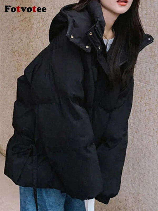 Fotvotee Ziemas jaka Sieviešu Parkas 2023 Korejiešu modes puffer Streetwear Virsdrēbes Ikdienišķa eleganta bieza, silti, liela izmēra mēteļi