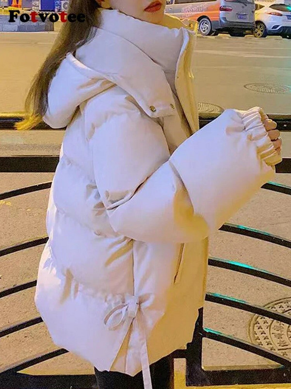 Fotvotee Ziemas jaka Sieviešu Parkas 2023 Korejiešu modes puffer Streetwear Virsdrēbes Ikdienišķa eleganta bieza, silti, liela izmēra mēteļi