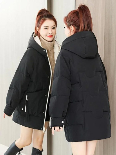 Sieviešu ziemas jaka dūnu kokvilnas apģērbi vidēja garuma versija jauns brīvs ikdienas biezs silts parks korejiešu modes sieviešu apģērbs