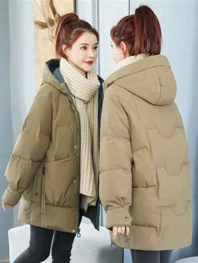 Sieviešu ziemas jaka dūnu kokvilnas apģērbi vidēja garuma versija jauns brīvs ikdienas biezs silts parks korejiešu modes sieviešu apģērbs