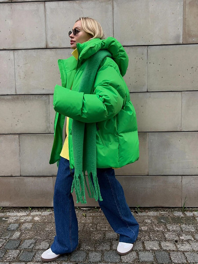 Bornladies stepēta jaka Sieviešu ziemas brīvs parka mētelis Vintage maizes jaka Ārējais apģērbs Sieviešu siltas kokvilnas jakas