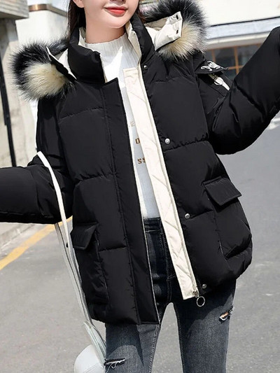 Fotvotee Χειμερινό παλτό Γυναικεία με κουκούλα Κορεάτικη μόδα Παχύ Ζεστά Παλτό Κομψό Puffer Jacket Vintage Streetwear Ρούχα